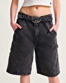 DRILL CHORE LOOSE DENIM ŞORT Stonewash Black
