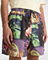 PRIMARY CRAZY PRINT LOOSE ELASTIC ŞORT Parisian Night