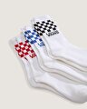 CLASSIC CHECK CREW ÇORAP (3 ÇİFT) White