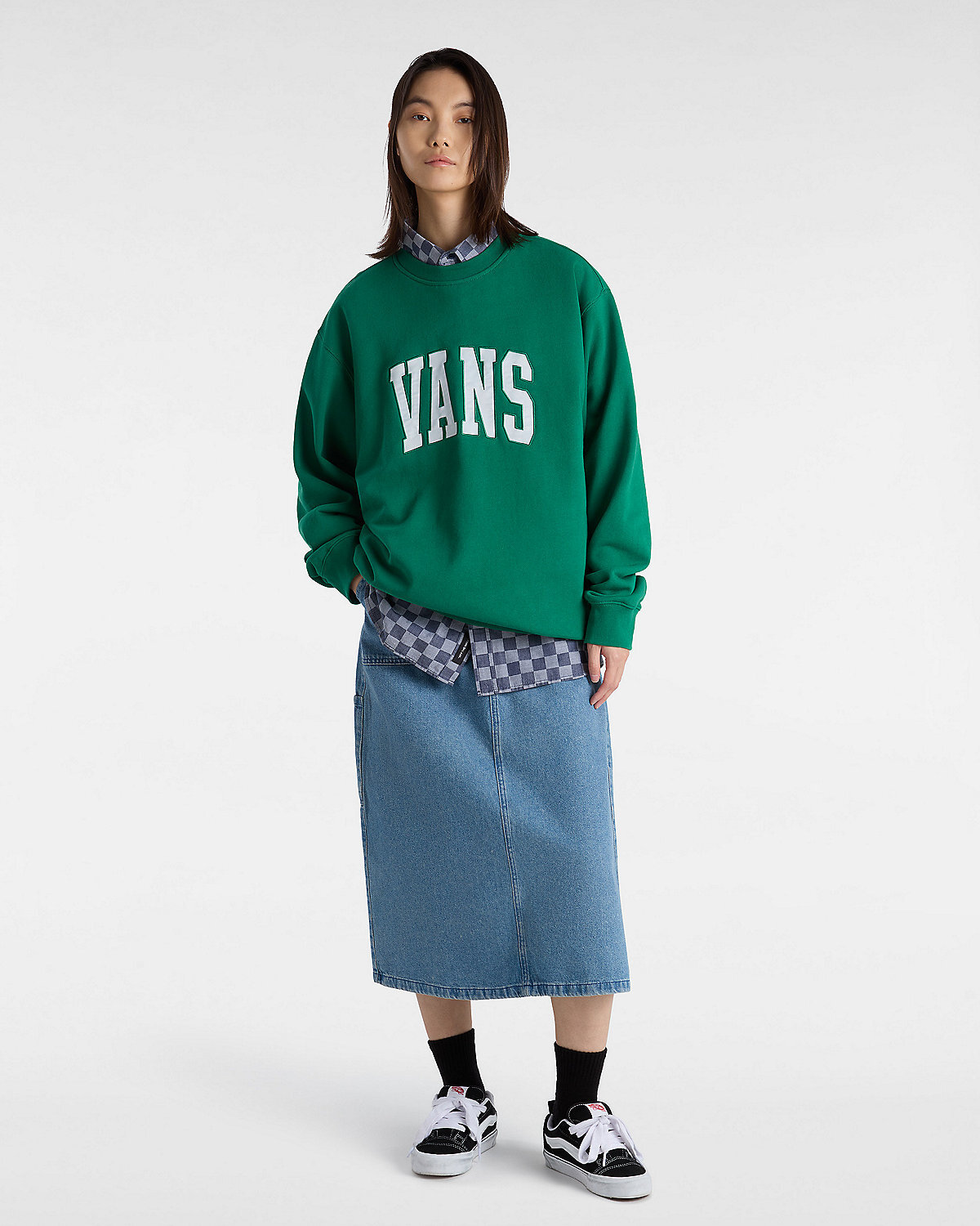 ORIGINAL STANDARDS VARSITY LOOSE CREW SWEATSHIRT Verdant Green Vans Turkiye