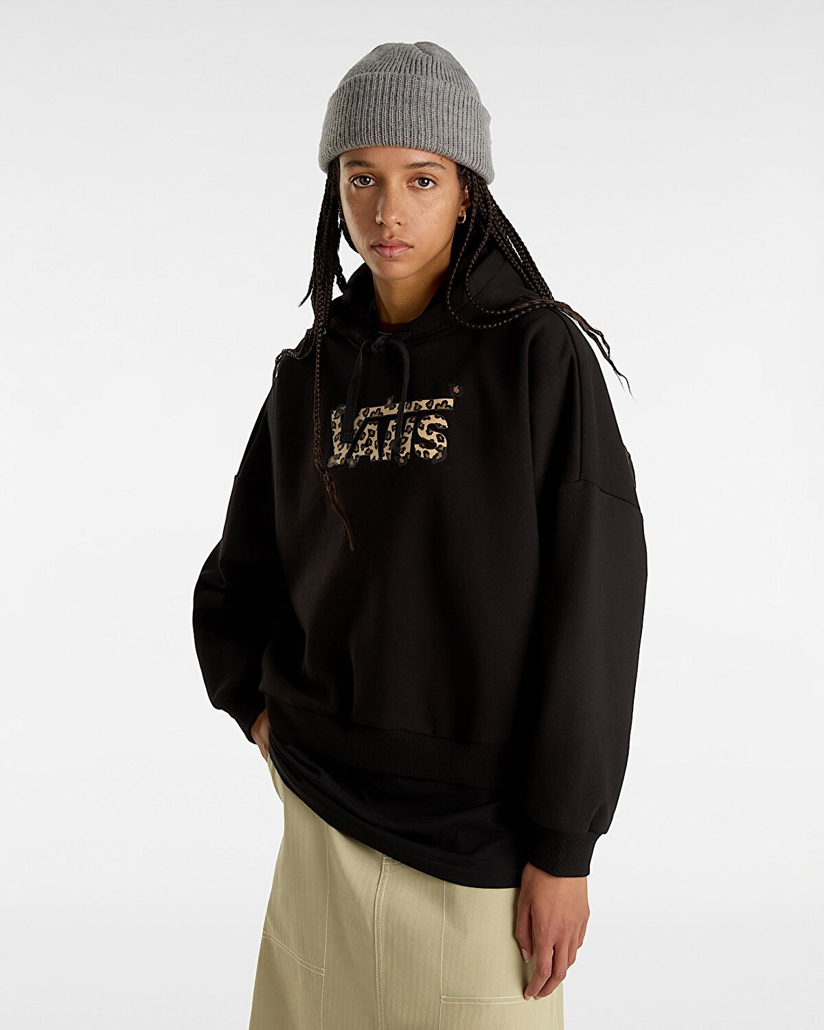 ANIMALIER LOOSE PULLOVER KAPÜŞONLU ÜST