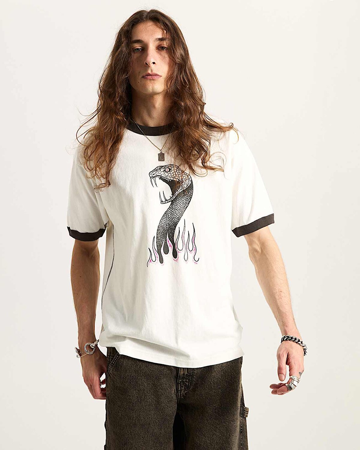 SKATE MIKE G SNAKE FLAME RINGER TİŞÖRT