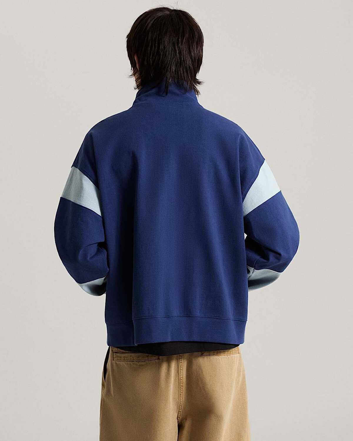 RETRO SPORT MOCK NECK FERMUARLI SWEATSHIRT