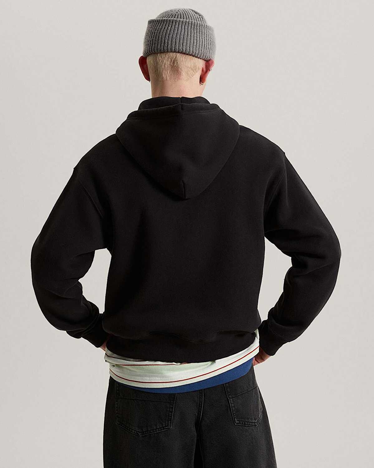 STRETCH LOGO FERMUARLU SWEATSHIRT