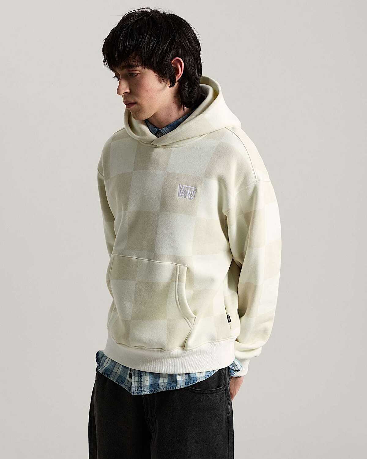 TONAL CHECK STRETCH LOGO KAPÜŞONLU ÜST
