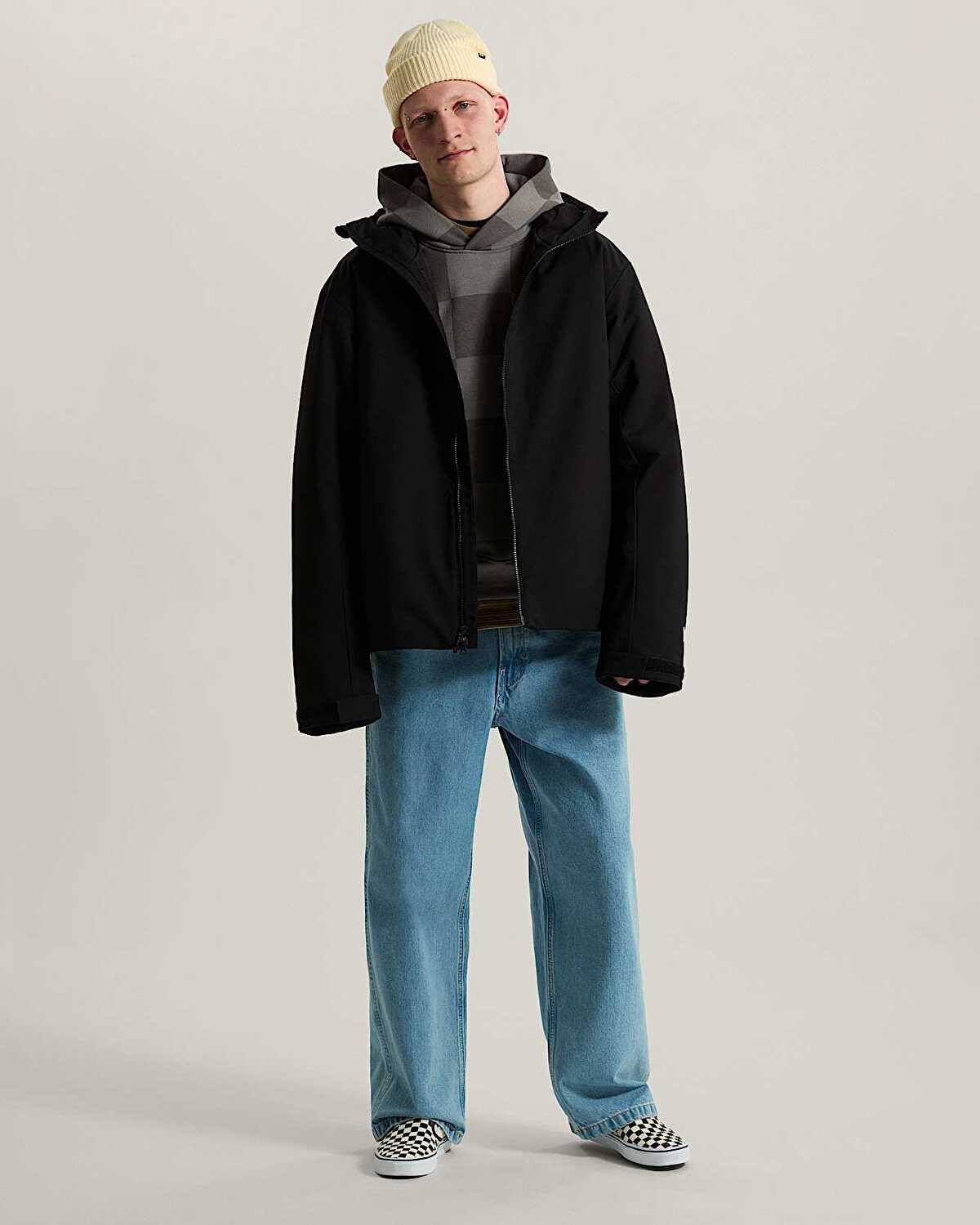 TONAL CHECK STRETCH LOGO KAPÜŞONLU ÜST