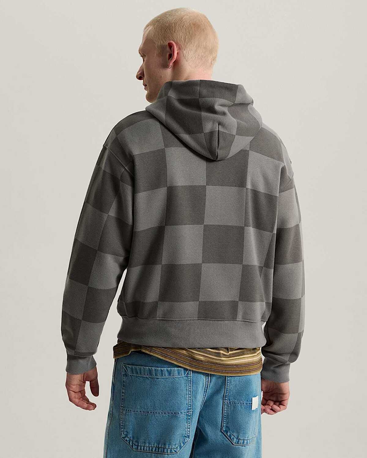 TONAL CHECK STRETCH LOGO KAPÜŞONLU ÜST