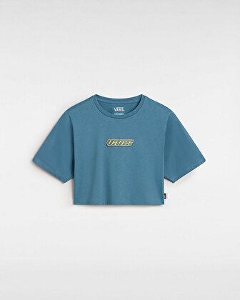 RETRO V CREW CROP TİŞÖRT Bluestone