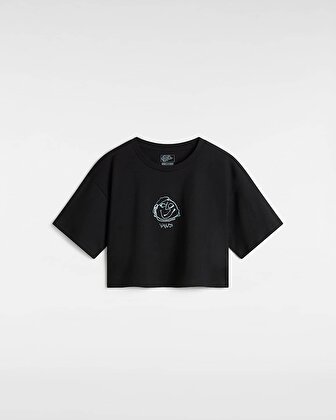 GRINNING FACE SS RELAX CROP TİŞORT Black