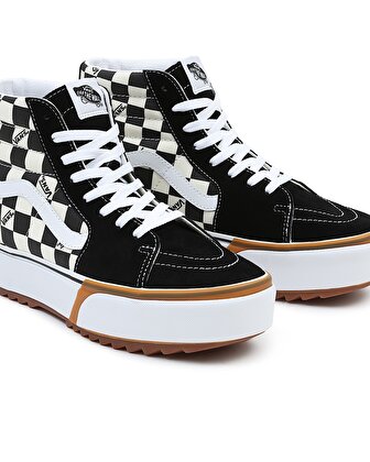 CHECKERBOARD SK8-HI STACKED AYAKKABI (Checkerboard) Multi/True White