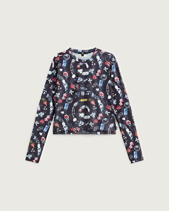 LUDLOW MESH UZUN KOLLU BLUZ Black