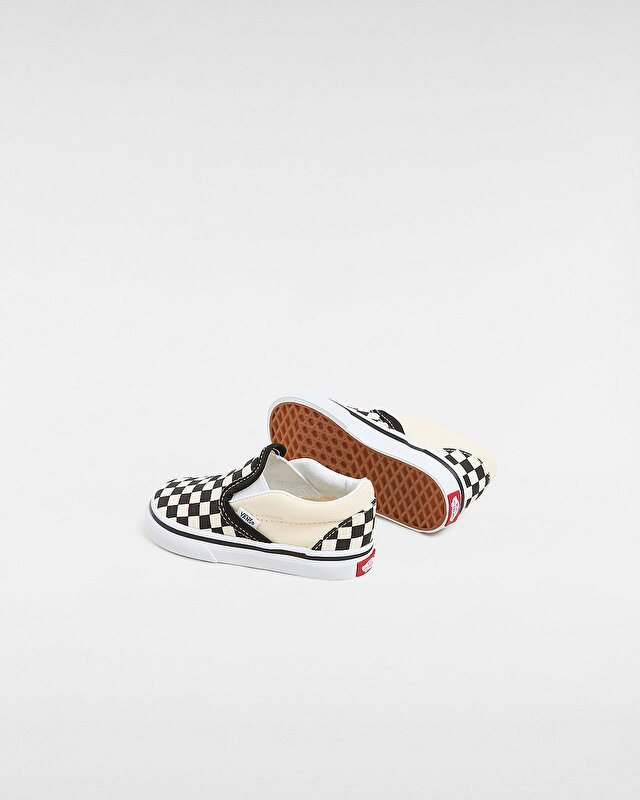 KÜÇÜK ÇOCUK CHECKERBOARD SLIP-ON AYAKKABI (1-4 YAŞ) Black And White Checker/White