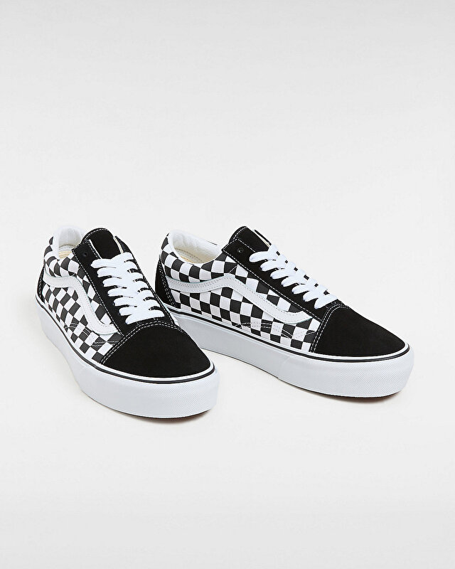 CHECKERBOARD OLD SKOOL PLATFORM AYAKKABI (Checkerboard) Black/True White