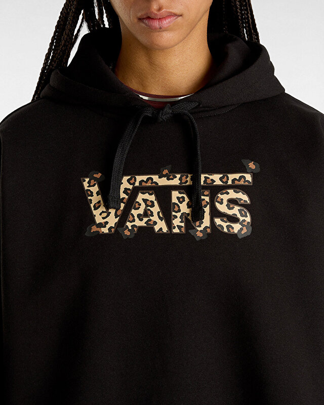 ANIMALIER LOOSE PULLOVER KAPÜŞONLU ÜST Black