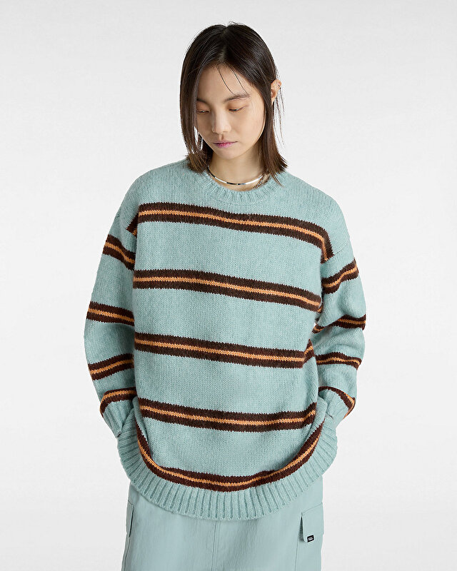 SUZIE STRIPE BİSİKLET YAKA UZUN KOLLU ÜST Gray Mist