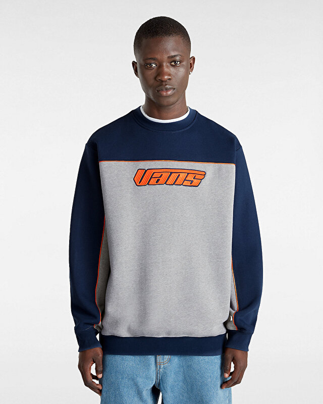 RETRO HOOK AND LOOP LOOSE CREW SWEATSHIRT Dress Blues/Cementheather