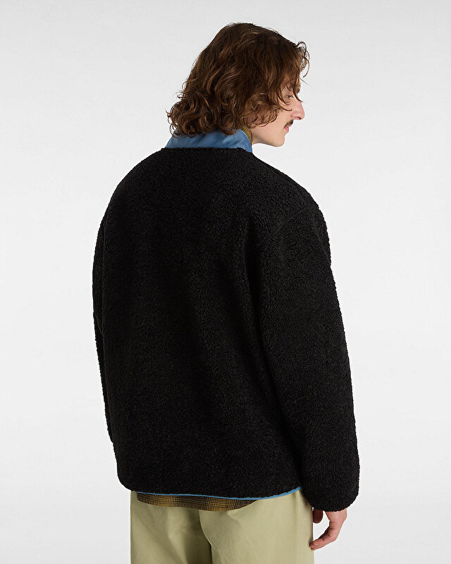 DEBRUSK LOOSE SHERPA TAM BOY FERMUARLI SWEATSHIRT Black/Bluestone