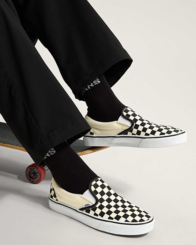 CHECKERBOARD CLASSIC SLIP-ON AYAKKABI Black And White Checker/White
