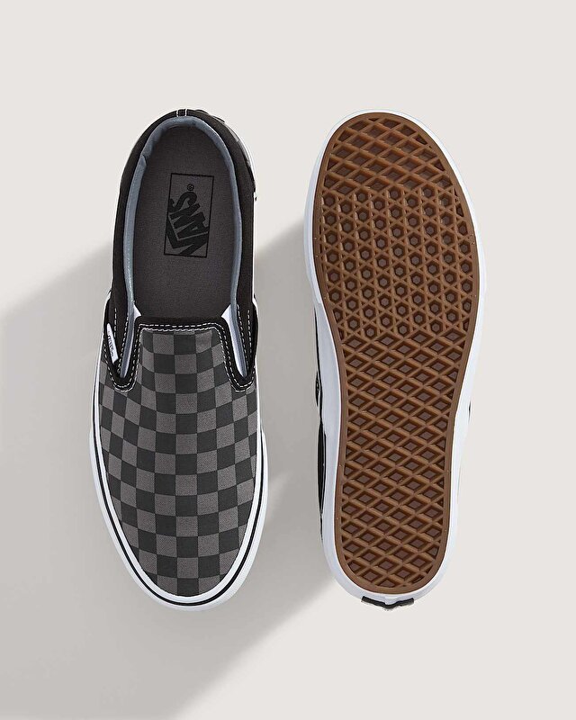 CHECKERBOARD CLASSIC SLIP-ON AYAKKABI (Checkerboard) Black/Pewter