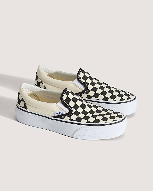 CHECKERBOARD CLASSIC SLIP-ON PLATFORM AYAKKABI Black And White Checker/White