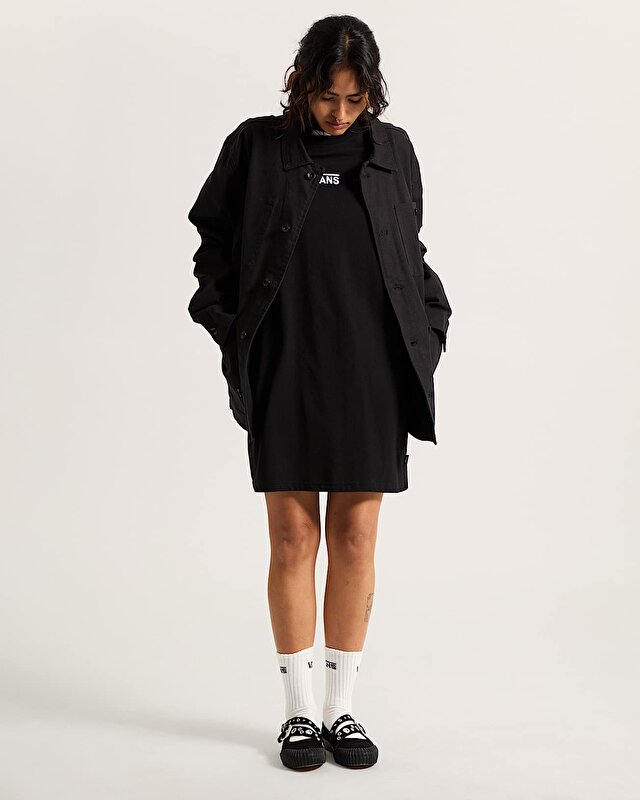 CENTER VEE TİŞÖRT ELBİSE Black