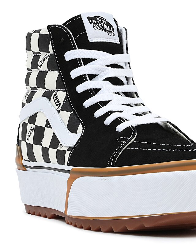 CHECKERBOARD SK8-HI STACKED AYAKKABI (Checkerboard) Multi/True White