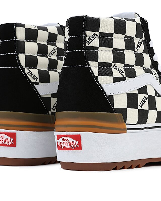 CHECKERBOARD SK8-HI STACKED AYAKKABI (Checkerboard) Multi/True White