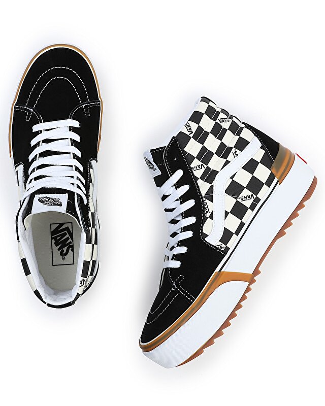 CHECKERBOARD SK8-HI STACKED AYAKKABI (Checkerboard) Multi/True White