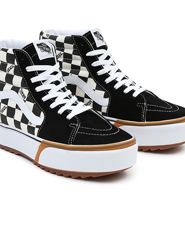 CHECKERBOARD SK8-HI STACKED AYAKKABI (Checkerboard) Multi/True White