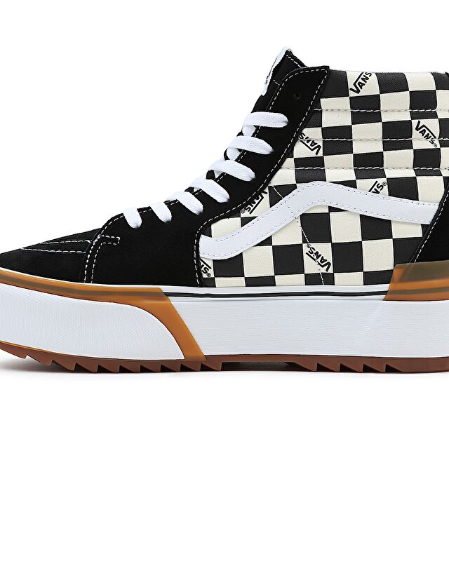 CHECKERBOARD SK8-HI STACKED AYAKKABI (Checkerboard) Multi/True White