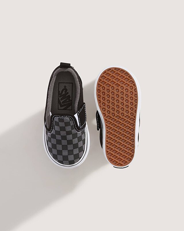 KÜÇÜK ÇOCUK CHECKERBOARD SLIP-ON CIRTCIRTLI AYAKKABI (1-4 YAŞ) (Checkerboard) Blk/Pewter