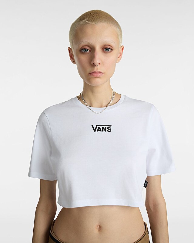 FLYING V CREW CROP TİŞÖRT White