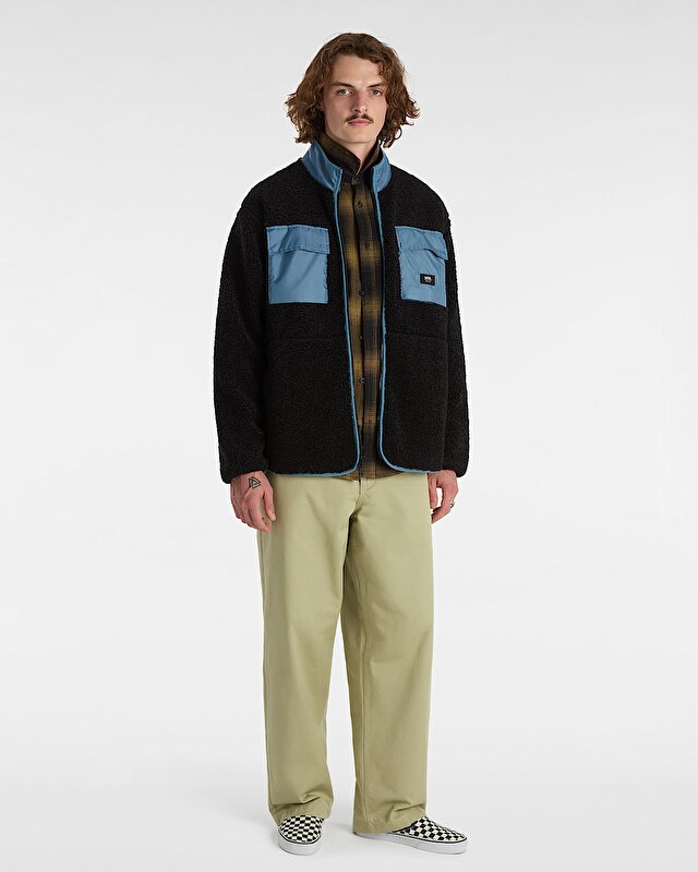 DEBRUSK LOOSE SHERPA TAM BOY FERMUARLI SWEATSHIRT Black/Bluestone