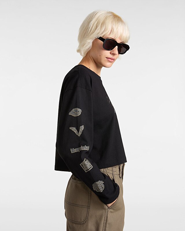 BREAKER UZUN KOLLU RELAX CROP Black