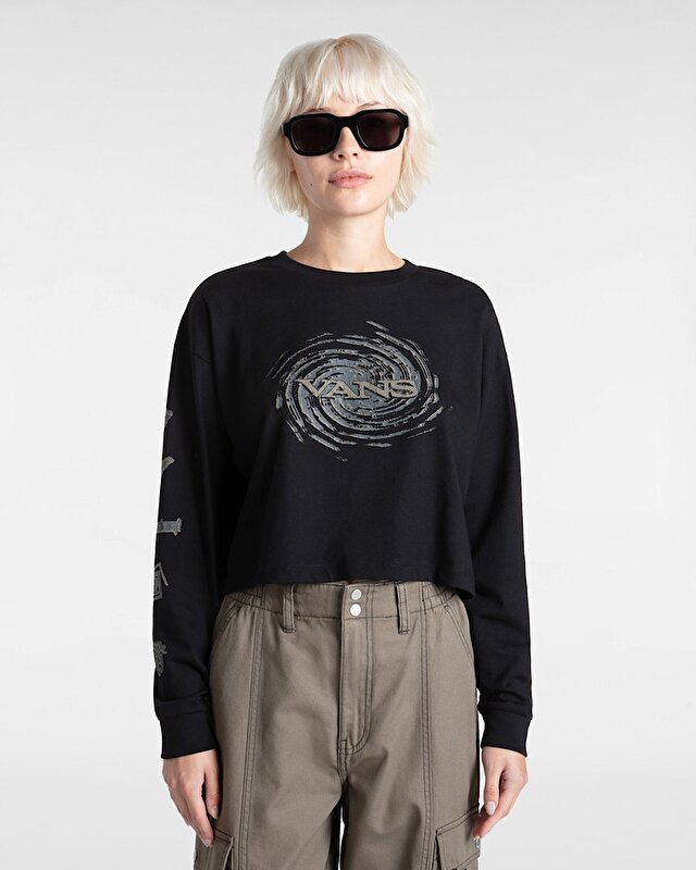 BREAKER UZUN KOLLU RELAX CROP Black