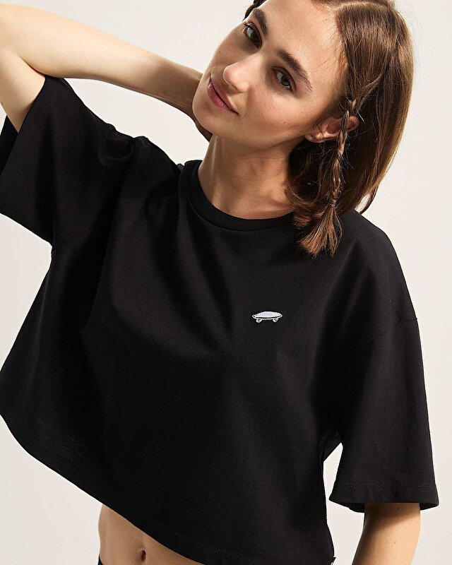 SALTON RELAX CROP SS TİŞÖRT Black