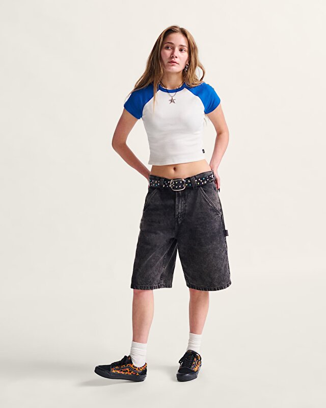 DRILL CHORE LOOSE DENIM ŞORT Stonewash Black