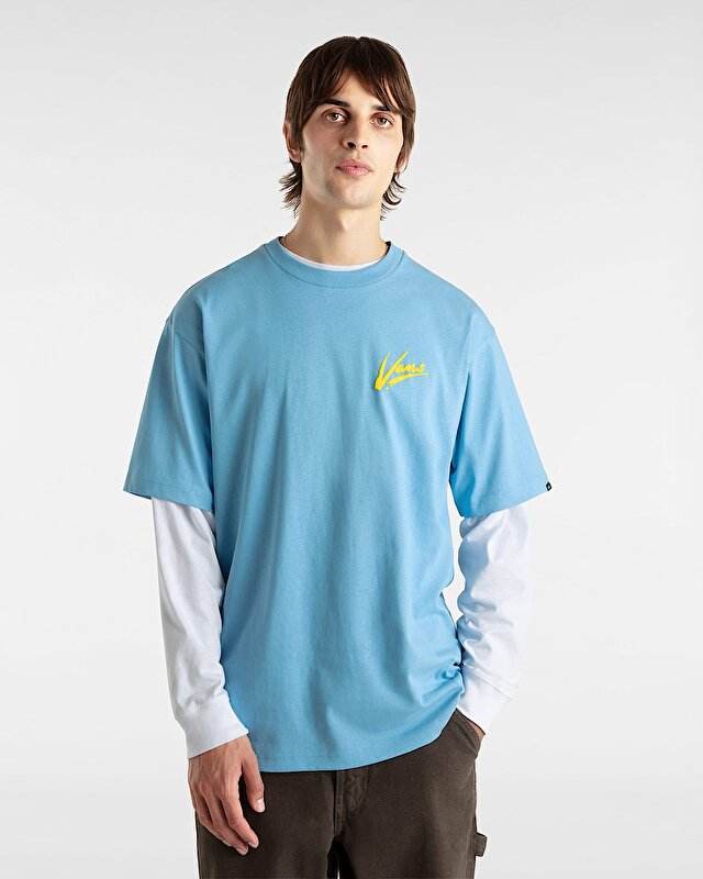 BRUSH SCRIPT LOOSE SS TİŞÖRT Heritage Blue