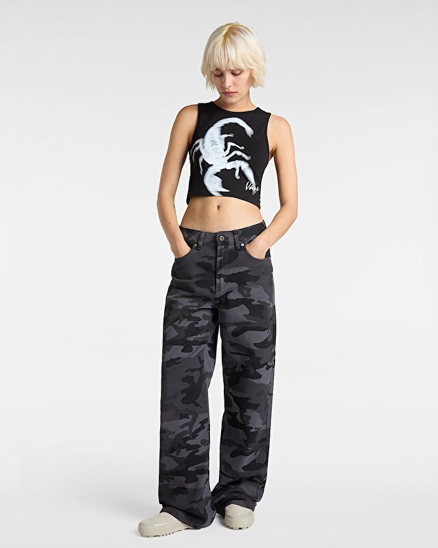 SIRELLE PRINTED PUDDLE PANTOLON Black/Parisian Night