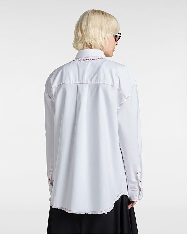 GILLIAN GRAPHIC BUTTON DOWN GÖMLEK White