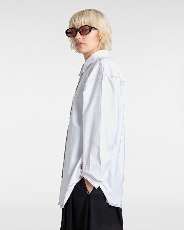GILLIAN GRAPHIC BUTTON DOWN GÖMLEK White