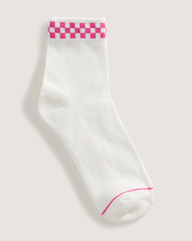 PEEK-A-CHECK HALF CREW ÇORAP Raspberry Rose