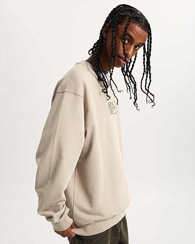 BLOCKED BOX CREW SWEATSHIRT Mushroom