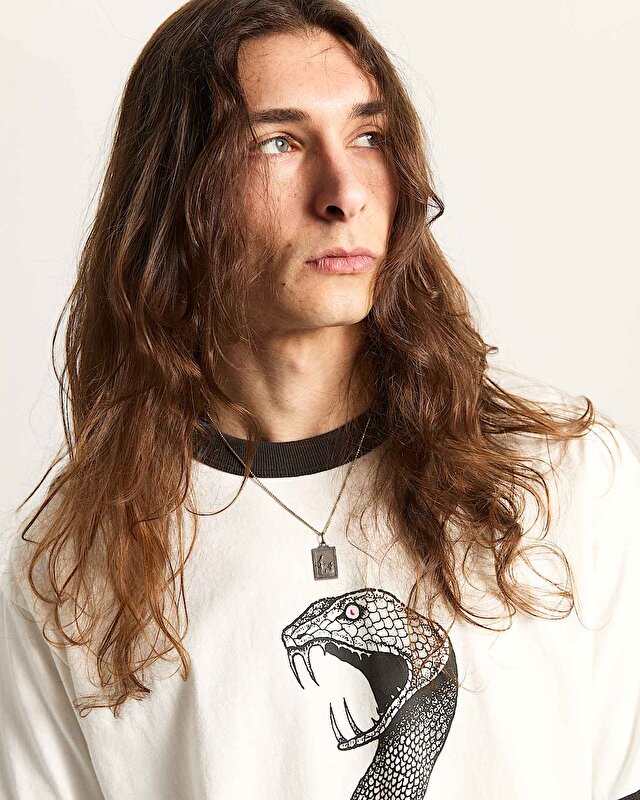 SKATE MIKE G SNAKE FLAME RINGER TİŞÖRT Marshmallow