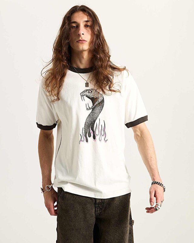 SKATE MIKE G SNAKE FLAME RINGER TİŞÖRT Marshmallow