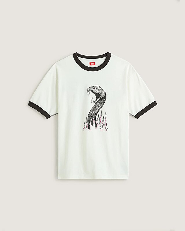 SKATE MIKE G SNAKE FLAME RINGER TİŞÖRT Marshmallow