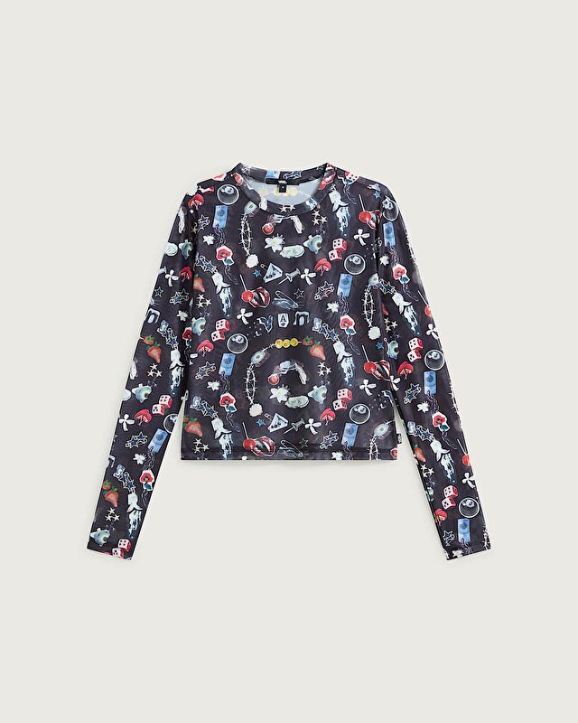 LUDLOW MESH UZUN KOLLU BLUZ Black