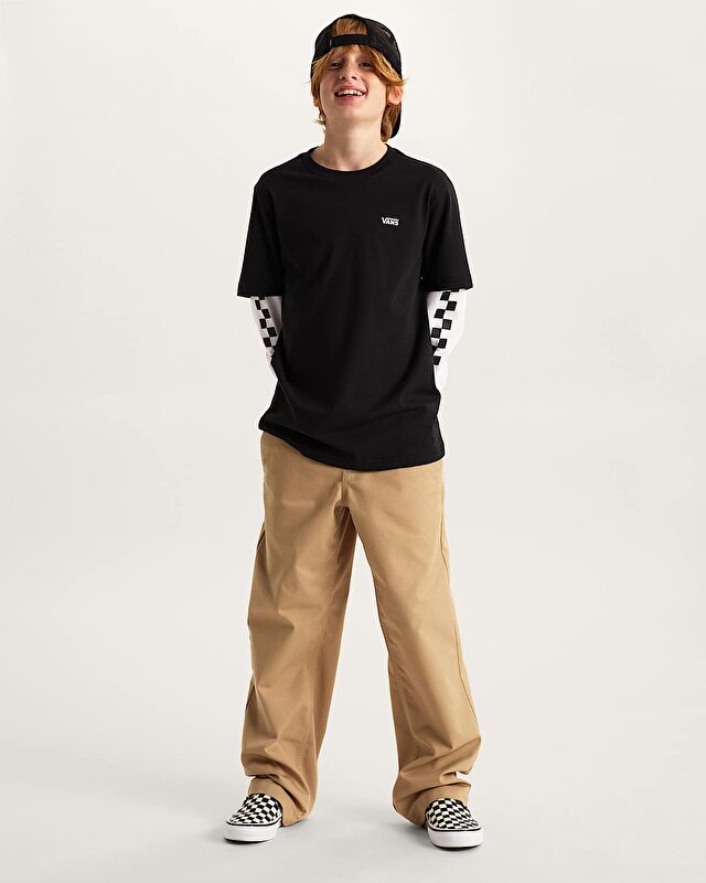 ÇOCUK LONG CHECK TWOFER TİŞÖRT (8-14 YAŞ) Black/White