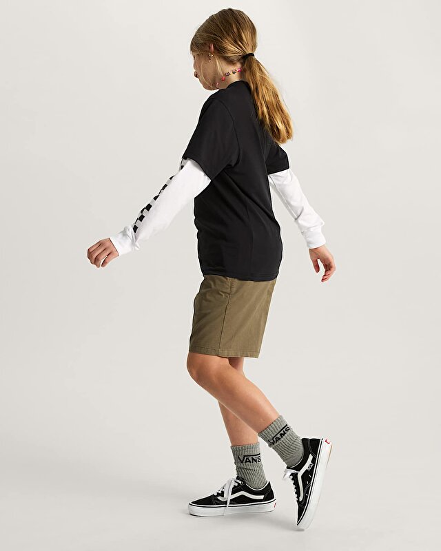 ÇOCUK LONG CHECK TWOFER TİŞÖRT (8-14 YAŞ) Black/White