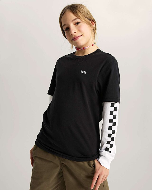 ÇOCUK LONG CHECK TWOFER TİŞÖRT (8-14 YAŞ) Black/White